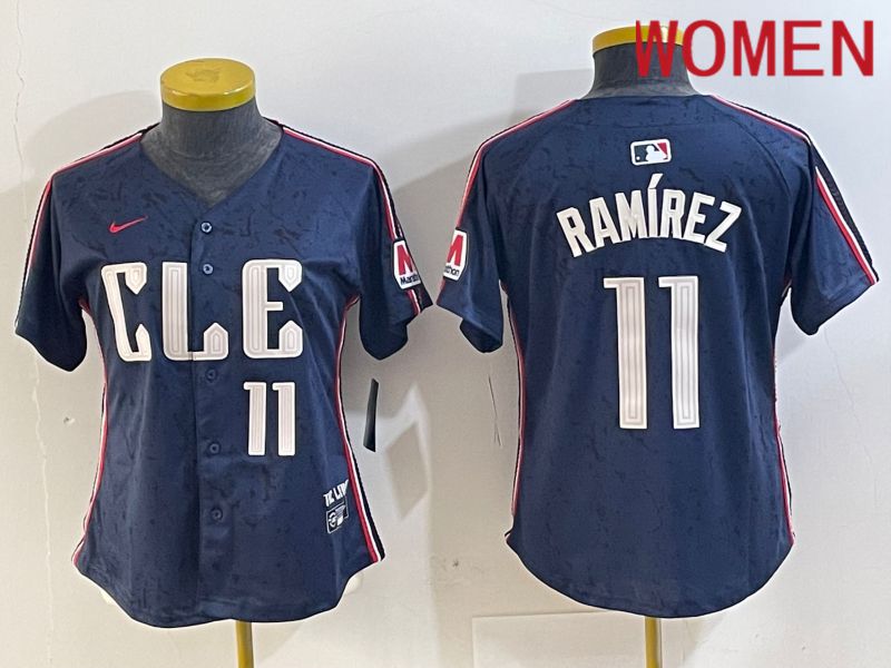 Women Cleveland Indians 11 Ramirez Blue City Edition Nike 2024 MLB Jersey style 4